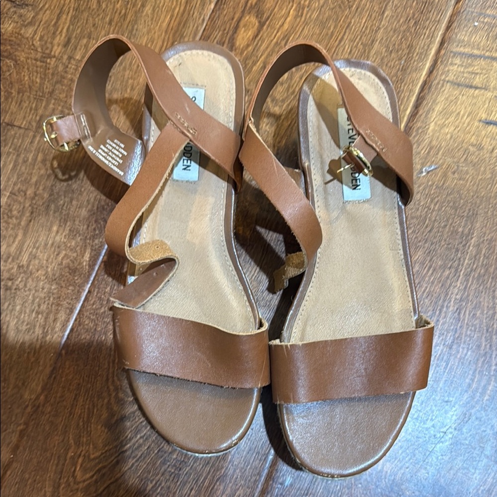 Steve Madden Brown Leather Platform Sandals